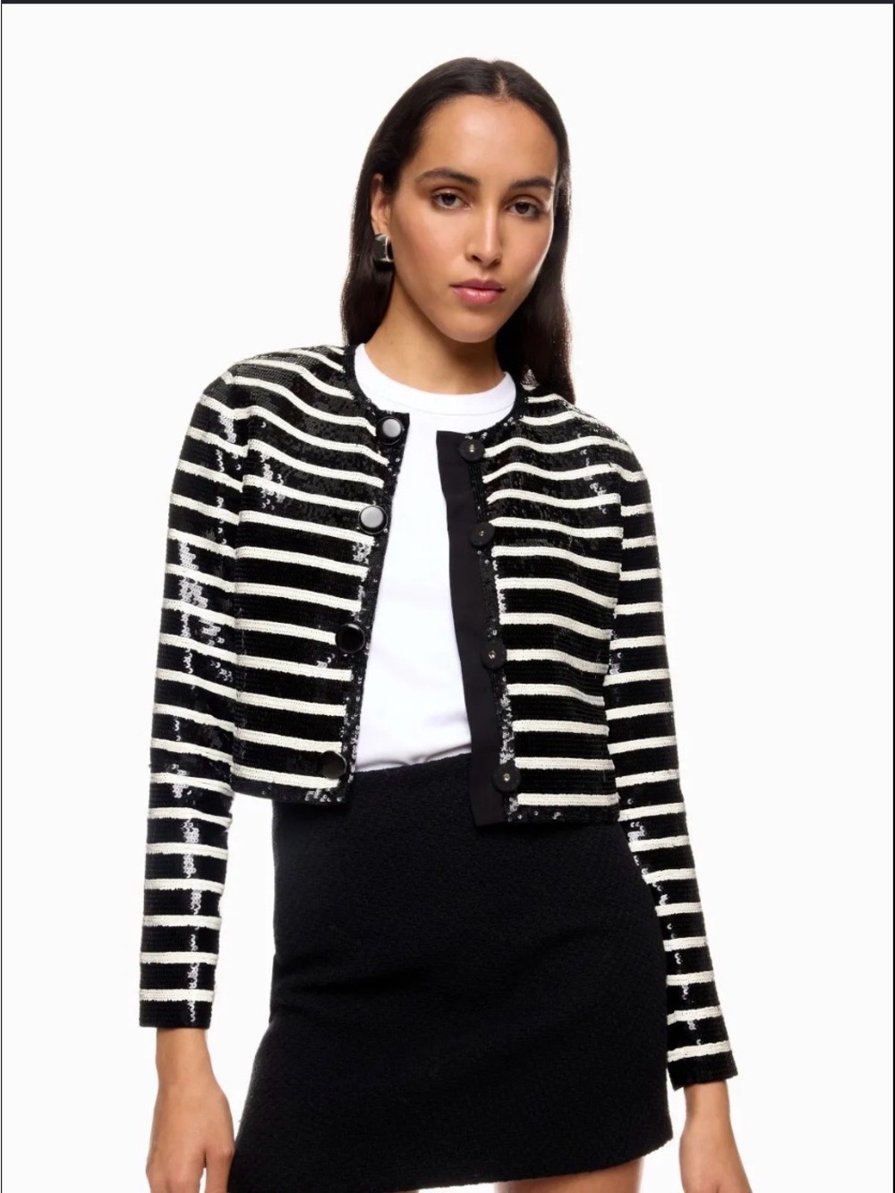 NEW Veronica Beard Mickey Striped Sequin Cropped Jacket